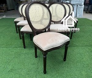 Ghế ăn Louis tựa mây bọc nệm