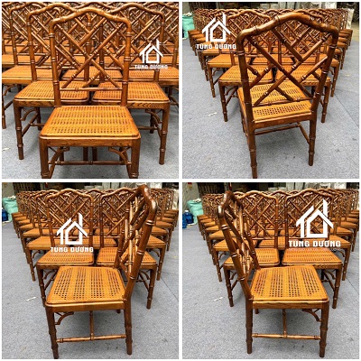 Ghế gỗ cafe Bamboo mây đan