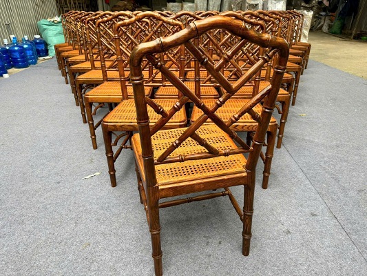 Ghế gỗ cafe Bamboo mây đan