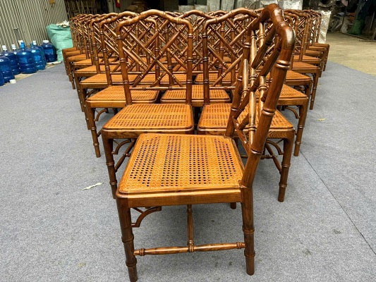 Ghế gỗ cafe Bamboo mây đan
